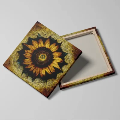 tableau tournesol moderne detail toile tendue Tableau tournesol moderne