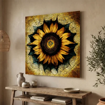tableau tournesol moderne sur plexiglass Tableau tournesol moderne