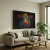 tableau vache pop art avec cadre flottant Tableau vache pop art