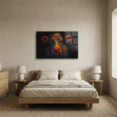 tableau vache pop art sur plexiglass Tableau vache pop art