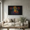 tableau vache pop art sur toile tendue Tableau vache pop art