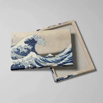 tableau vague japonaise detail toile tendue Tableau vague japonaise
