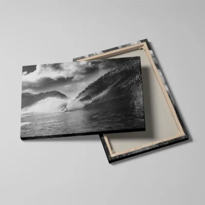 tableau vague noir et blanc detail toile tendue Tableau vague noir et blanc
