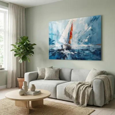 tableau voilier abstrait sur plexiglass Tableau voilier abstrait