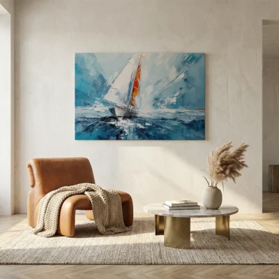 tableau voilier abstrait sur toile tendue Tableau voilier abstrait