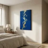 tableau abstrait bleu et or sur toile tendue Tableau abstrait bleu et or
