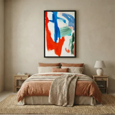 Tableau abstrait bleu et rouge