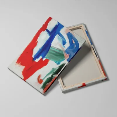 Tableau abstrait bleu et rouge