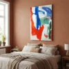 Tableau abstrait bleu et rouge