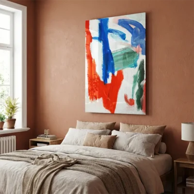 Tableau abstrait bleu et rouge