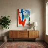Tableau abstrait bleu et rouge