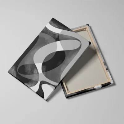 tableau abstrait noir et blanc detail toile tendue Tableau abstrait noir et blanc