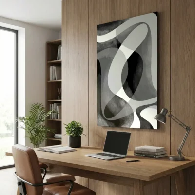 tableau abstrait noir et blanc sur alu Tableau abstrait noir et blanc