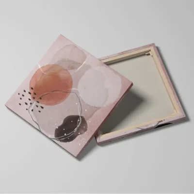 tableau abstrait rose et gris detail toile tendue Tableau abstrait rose et gris