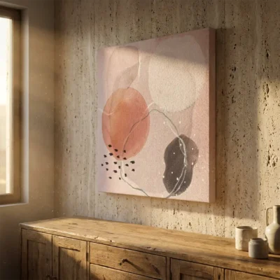 tableau abstrait rose et gris sur toile tendue Tableau abstrait rose et gris