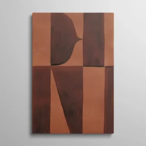 Tableau abstrait rouge – reproduction de "Salambo II" anonyme, 1910-1915, formes géométriques courbes et rectangulaires en terracotta et bordeaux, technique mixte sur papier