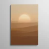 Tableau africain abstrait, paysage désertique minimaliste au coucher de soleil, dégradé sable et terracotta