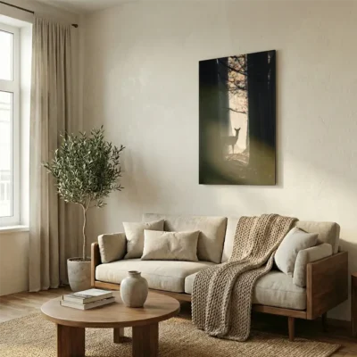 tableau biche dans les bois sur alu Tableau biche dans les bois