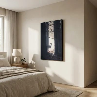 tableau biche dans les bois sur toile tendue Tableau biche dans les bois