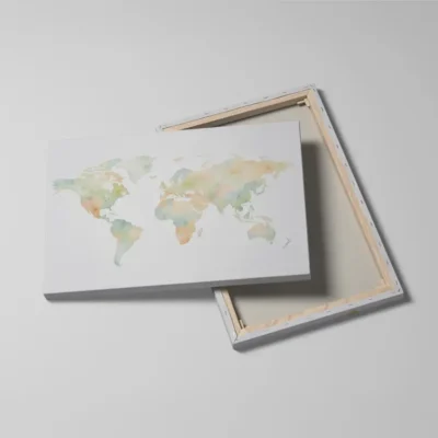 Tableau carte du monde aquarelle