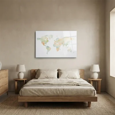 Tableau carte du monde aquarelle