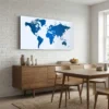 Tableau carte du monde bleu