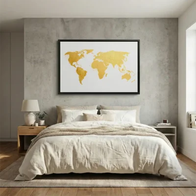 Tableau carte du monde doré