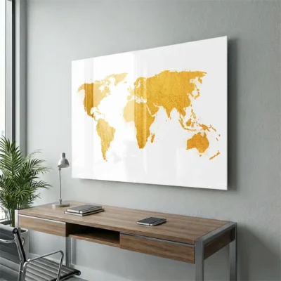 Tableau carte du monde doré