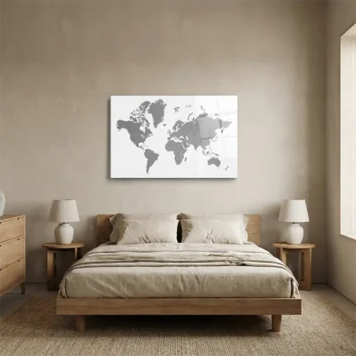Tableau carte du monde gris