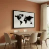 Tableau carte du monde noir et blanc