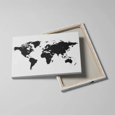 Tableau carte du monde noir et blanc