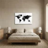 Tableau carte du monde noir et blanc