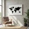 Tableau carte du monde noir et blanc