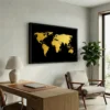 Tableau carte du monde noir et or