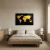 Tableau carte du monde noir et or