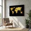 Tableau carte du monde noir et or