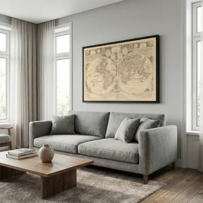Tableau carte du monde vintage