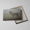 tableau cerf dans la brume detail toile tendue Tableau cerf dans la brume