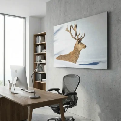Tableau cerf dans la neige