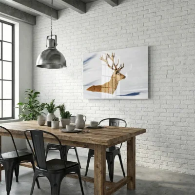 Tableau cerf dans la neige