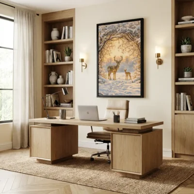 Tableau cerf et faon
