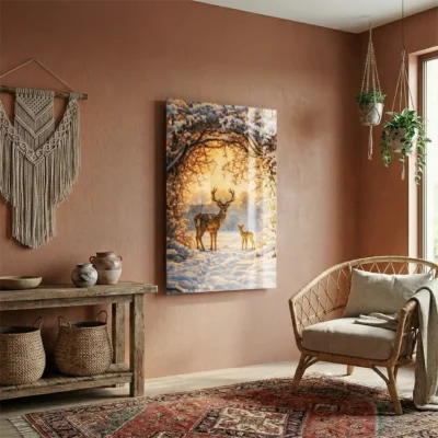 Tableau cerf et faon