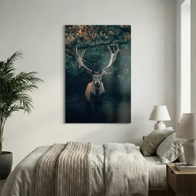 tableau cerf fond noir sur alu Tableau cerf fond noir