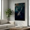 tableau cerf fond noir sur toile tendue Tableau cerf fond noir