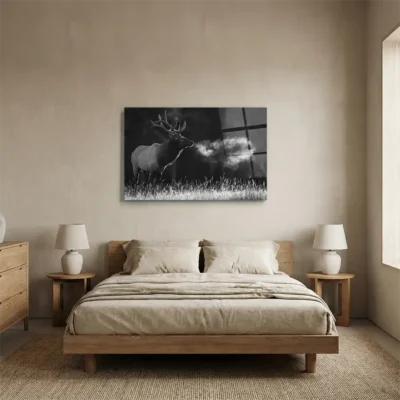 Tableau cerf noir et blanc
