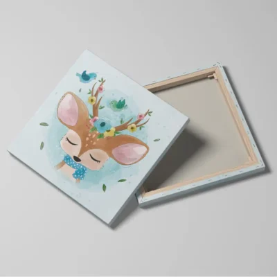 tableau cerf pour enfant detail toile tendue Tableau cerf pour enfant