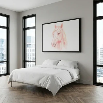 Tableau cheval rose