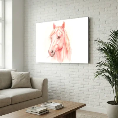 Tableau cheval rose