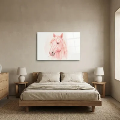 Tableau cheval rose