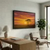 tableau coucher de soleil africain avec cadre flottant Tableau coucher de soleil africain